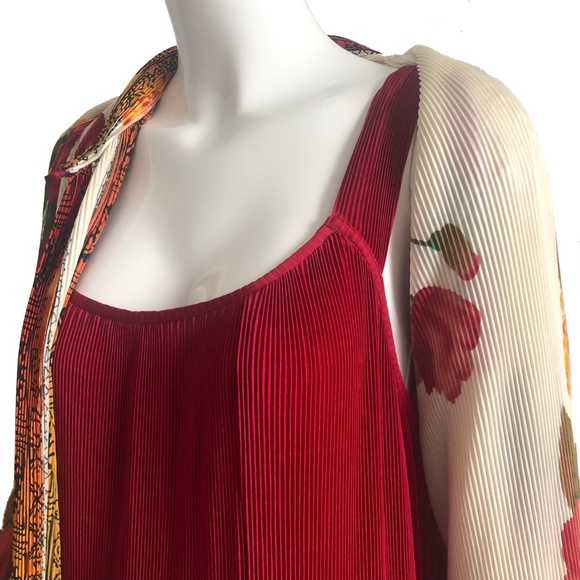 Virginie Paris Micro Pleated 2 Pc Dress Floral Vintage France - Picture 7 of 12